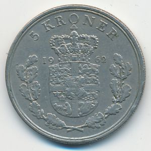 Denmark, 5 kroner, 1962