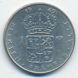 Швеция, 1 крона (1969 г.)