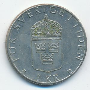 Швеция, 1 крона (1989 г.)
