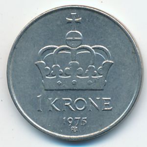Norway, 1 krone, 1975
