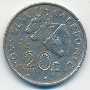 New Caledonia, 20 francs, 1972