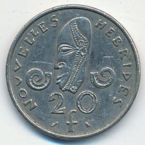 New Hebrides, 20 francs, 1970