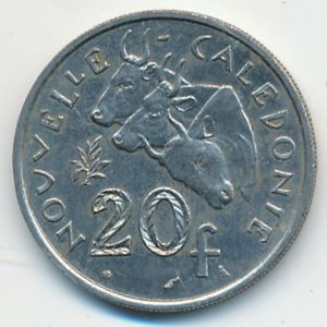 New Caledonia, 20 francs, 1972