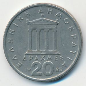 Greece, 20 drachmai(es), 1988
