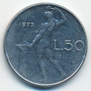 Италия, 50 лир (1977 г.)
