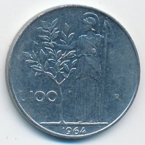 Italy, 100 lire, 1964