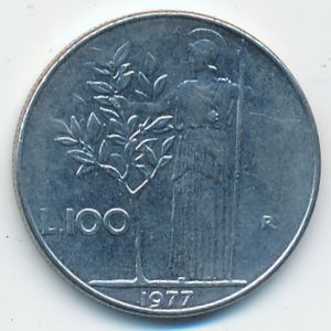 Италия, 100 лир (1977 г.)