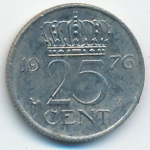 Netherlands, 25 cents, 1976