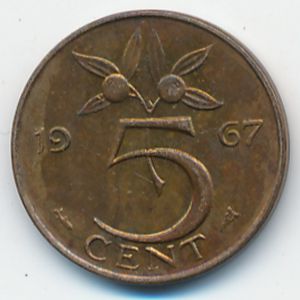 Netherlands, 5 cents, 1967