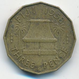 Fiji, 3 pence, 1958