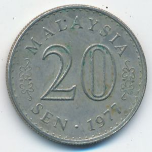 Malaysia, 20 sen, 1977