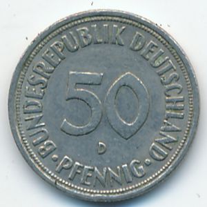 West Germany, 50 pfennig, 1969