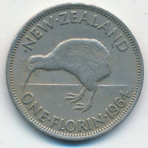 New Zealand, 1 florin, 1964