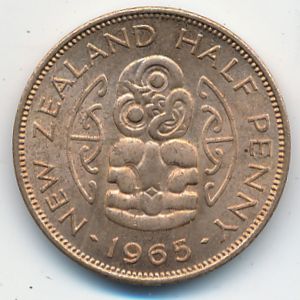 New Zealand, 1/2 penny, 1965