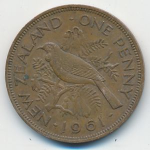 New Zealand, 1 penny, 1961