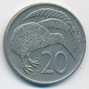 New Zealand, 20 cents, 1975