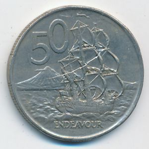 New Zealand, 50 cents, 1975