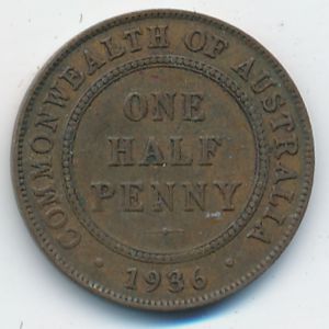 Австралия, 1/2 пенни (1936 г.)
