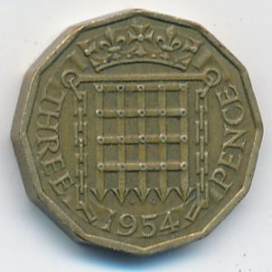 Великобритания, 3 пенса (1954 г.)