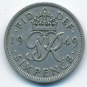 Great Britain, 6 pence, 1949