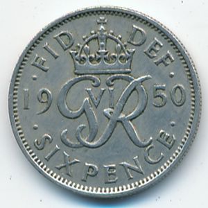 Great Britain, 6 pence, 1950