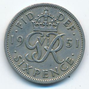 Great Britain, 6 pence, 1951