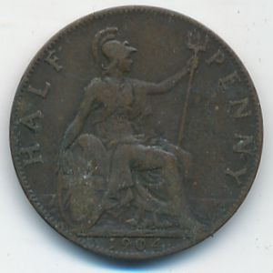Великобритания, 1/2 пенни (1904 г.)