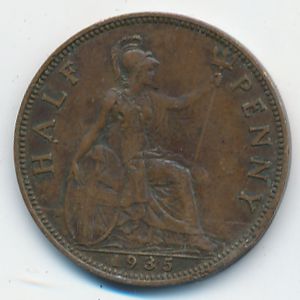 Великобритания, 1/2 пенни (1935 г.)