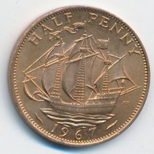 Великобритания, 1/2 пенни (1967 г.)