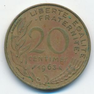 France, 20 centimes, 1963