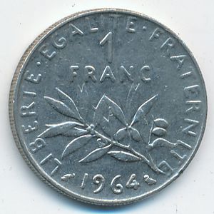 France, 1 franc, 1964
