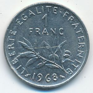 France, 1 franc, 1968