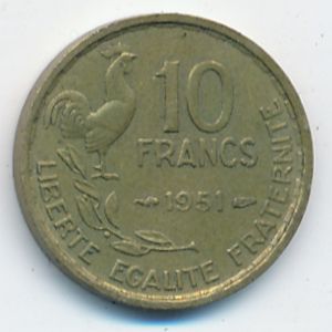 Франция, 10 франков (1951 г.)