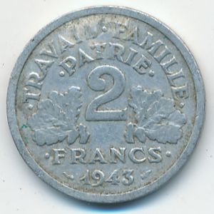 France, 2 francs, 1943