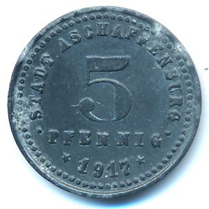 Ашаффенбург., 5 пфеннигов (1917 г.)