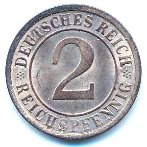 Веймарская республика, 2 рейхспфеннига (1924 г.)