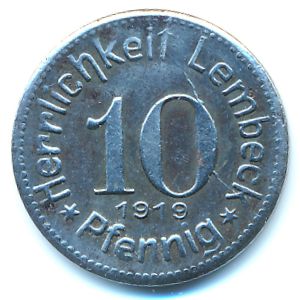 Лембек., 10 пфеннигов (1919 г.)