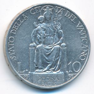 Ватикан, 10 лир (1930 г.)