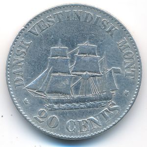 Датская Западная Индия, 20 центов (1862 г.)