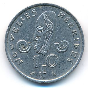 New Hebrides, 10 francs, 1970