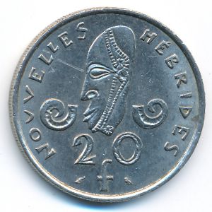 New Hebrides, 20 francs, 1973