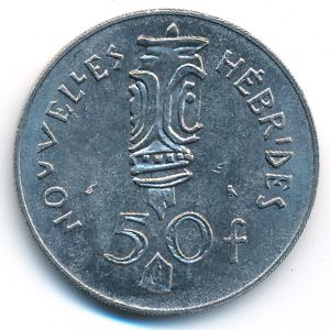 New Hebrides, 50 francs, 1972