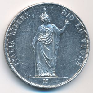 Lombardy-Venetia, 5 lire, 1848
