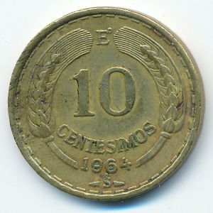 Чили, 10 сентесимо (1964 г.)