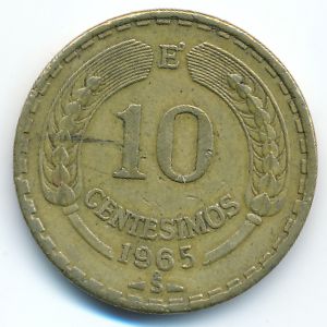 Chile, 10 centesimos, 1965