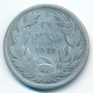 Chile, 1 peso, 1921