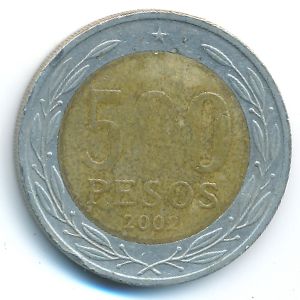 Chile, 500 pesos, 2008