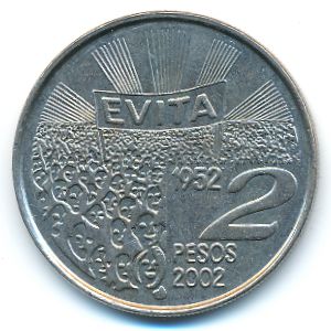 Аргентина, 2 песо (2002 г.)