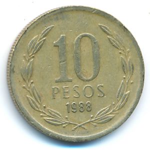 Чили, 10 песо (1988 г.)