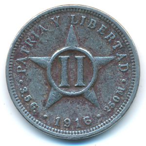 Cuba, 2 centavos, 1916
